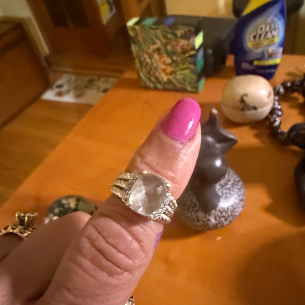 David Yurman Silver Ring with Clear Gemstone